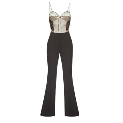 Sel Women's Black / White Burlesque Jump Suit In Black/white
