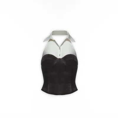 Sel Women's Black / White Secretary Top In Black/white