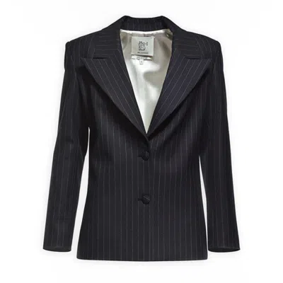 Sel Women's Blue Over Sized Pin Stripped Blazer Jacket