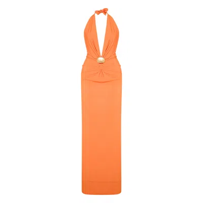 Sel Women's Dome Broche Detailed Orange Dress