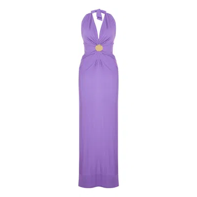 Sel Women's Purple Dome Broche Detailed Dress