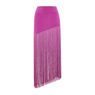 Sel Women's Purple High Waisted Magenta Fringe Skirt