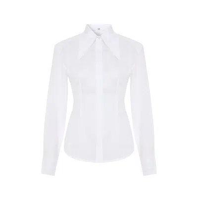 Sel Women's Shoulder Padded White Shirt