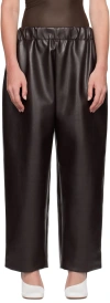 Selasi Brown Elasticized Trousers In Black Coffee