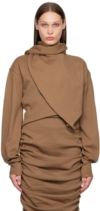 Selasi Brown Scarf Sweater In Walnut
