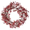Select Artificials 24" Autumn Harvest Red And Burgundy Currant Berry Artificial Wreath In Red