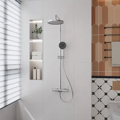 Selected 10 Inch 3 Function Complete Shower System With Slide Bar 1.6gpm In Polished Chrome