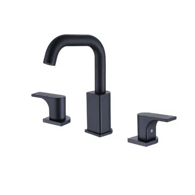 Selected 1.2 Gpm Widespread  Double Knob Handles Bathroom Faucet With Swivel Spout In Matte Black