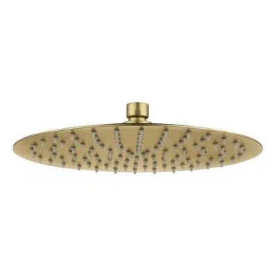 Selected 12 Inch 1-spray Pattern Round  Ultra Thin Rain Shower Head In Black In Brushed Gold