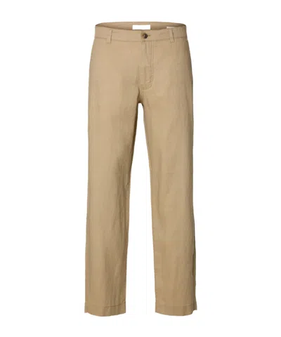 Selected 196 Straight Fit Linen Trousers In Multi