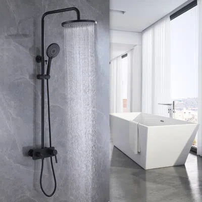 Selected 3 Functions Complete Shower System With Rough-in Valve In Matte Black