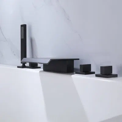 Selected 3 Handle Deck Mounted Tub Faucet In Matte Black