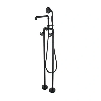 Selected 3-handle Freestanding Floor Mount Claw Foot Tub Faucet Bathtub Filler With Hand Shower In Matte Black
