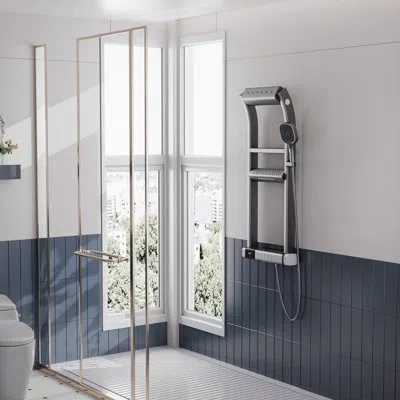 Selected 4 Function Luxury Spa Complete Shower System With Showerhead, Handheld Shower And Tub Spout In Dark Grey
