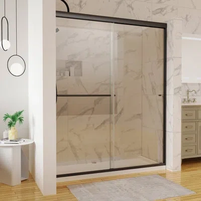 Selected 60" W X 72" H Single Sliding Frameless Shower Door In Black
