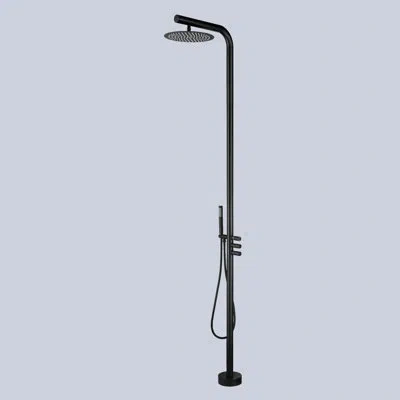 Selected 82.67" H Brass Freestanding Outdoor Shower In Matte Black