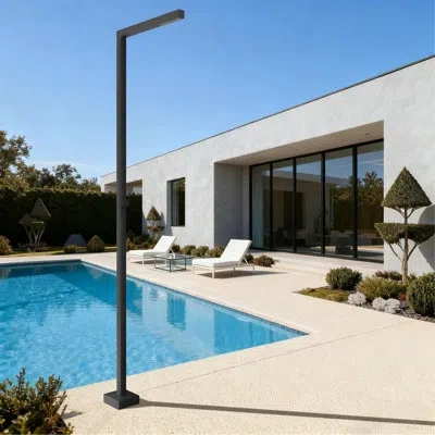 Selected 88.39"h Single-function 316 Stainless Steel Freestanding Outdoor Shower In Matte Black