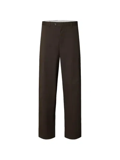 Selected Axel Jari Wide-leg Trousers In Brown