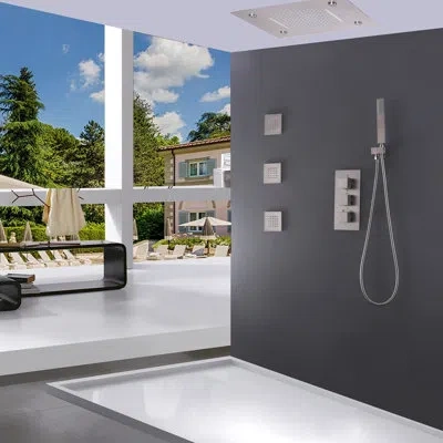 Selected Bathroom Complete Shower System With Rough-in Valve In Brushed Nickel