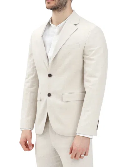 Selected Beige Linen Cotton Rounded Jacket In White