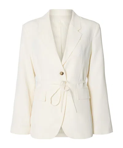 Selected Belted Oversized Blazer In Neutral