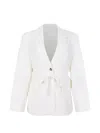 Selected Belted Single-breasted Blazer In White