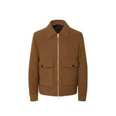 Selected Blouson En Laine Mélangé In Brown