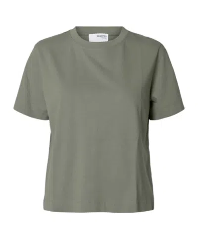 Selected Boxy T-shirt In Green