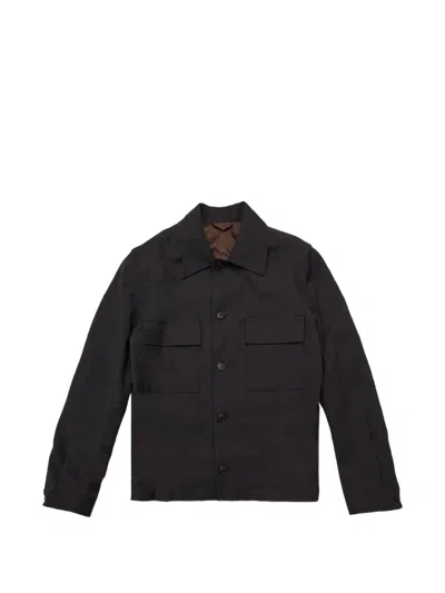 Selected Button Flap-pocket Overshirt In Black