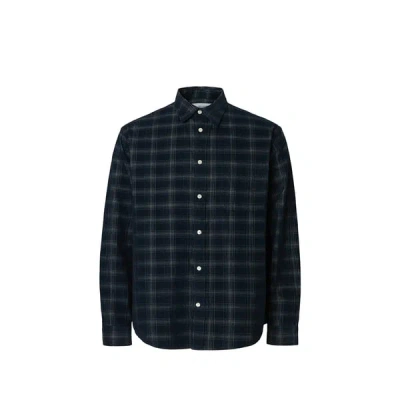 Selected Chemise Col Classique À Carreaux En Coton In Blue
