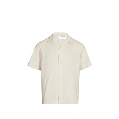 Selected Chemise Imprimée En Coton Mélangé In Neutral