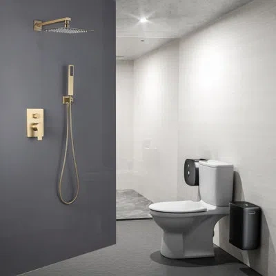 Selected Complete Shower System Tub And Shower Faucet With Rough-in Valve In Brushed Gold