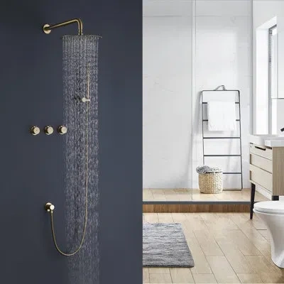 Selected Complete Shower System With Rough In-valve In Brushed Gold