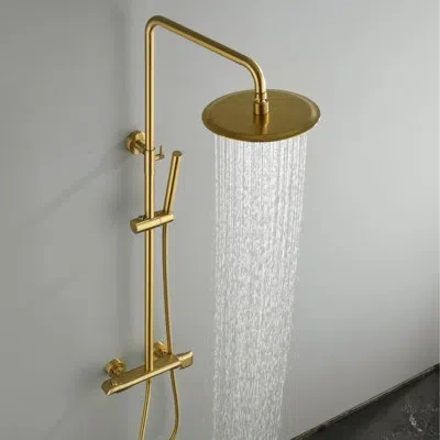Selected Complete Shower System With Rough-in Valve In Brushed Gold