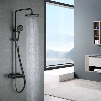 Selected Complete Shower System With Rough-in Valve In Matte Black