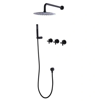 Selected Complete Shower System With Rough-in Valve In Matte Black