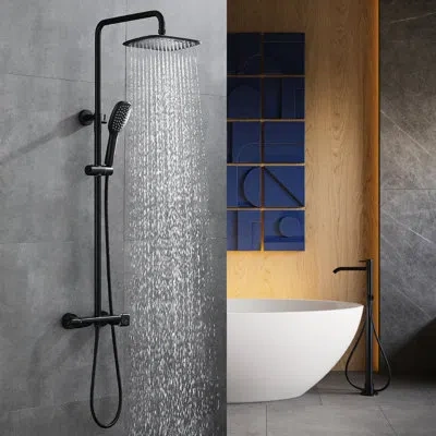 Selected Complete Shower System With Rough-in Valve In Matte Black