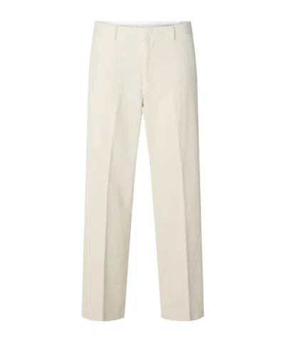Selected Corduroy Loose-fit Trousers In Nude