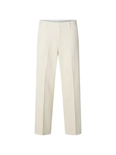 Selected Corduroy Pressed-crease Trousers In White