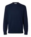 Selected Cotton Pullover In Blue
