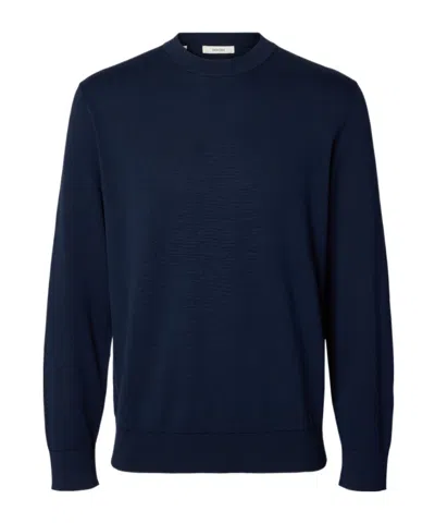 Selected Cotton Pullover In Blue