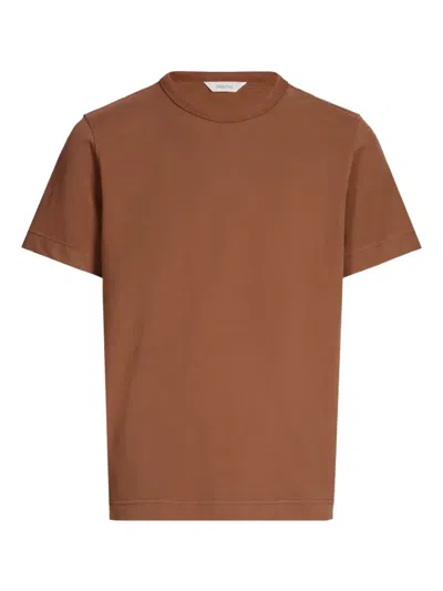 Selected Cotton T-shirt In Brown