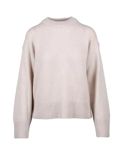 Selected Crew Neck Pullover In Fine Wool-cashmere Blend In Neutral
