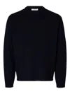 Selected Crew Neck Long-sleeved Sweater In Blue
