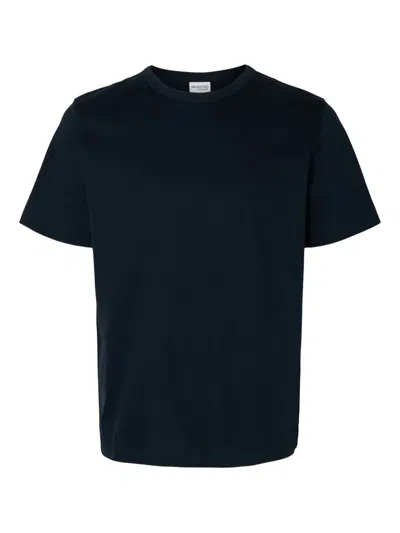 Selected Crew-neck T-shirt In Blue