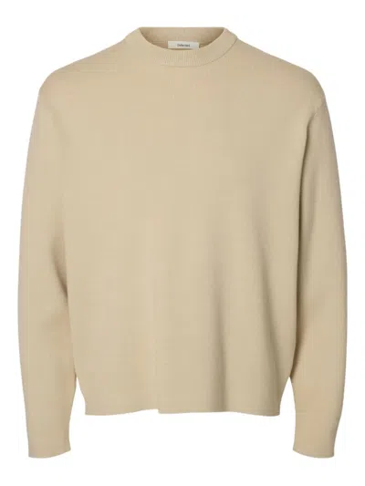 Selected Crewneck Sweater In Brown