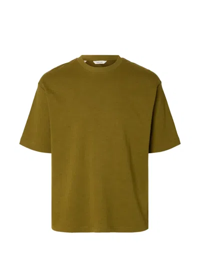 Selected Crew-neck T-shirt In Green