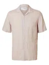 Selected Cuban Collar Short-sleeved Shirt In Brown