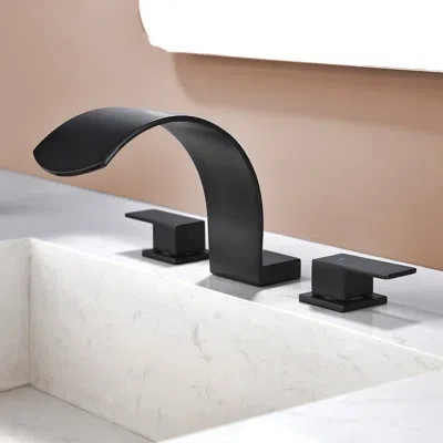 Selected Deck Mounted Waterfall Tub Faucet With Double Handle In Black