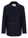 Selected Double-breasted Sky Captain Jacket In Blue